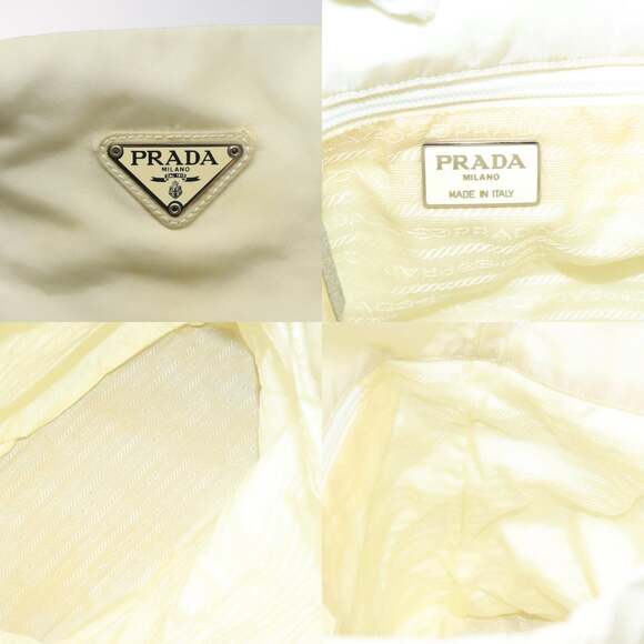 PRADA Hand Bag Nylon Cream Silver - Picture 11 of 12